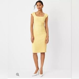 NWT Ann Taylor Yellow Tweed Sheath Dress